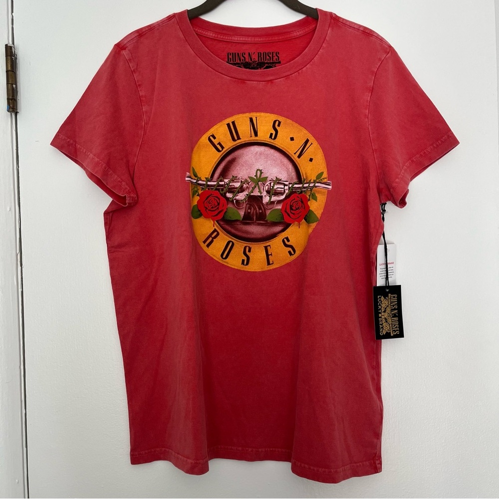 Lucky Brand women’s Guns n Roses Red Graphic T shirt Medium NWT
